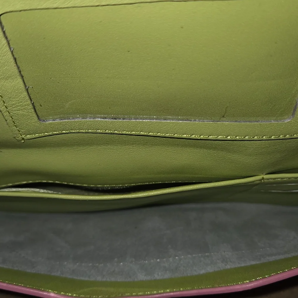 Lilly Pulitzer Rare PinkGreen Leather Clutch NWOT - Picture 6 of 11